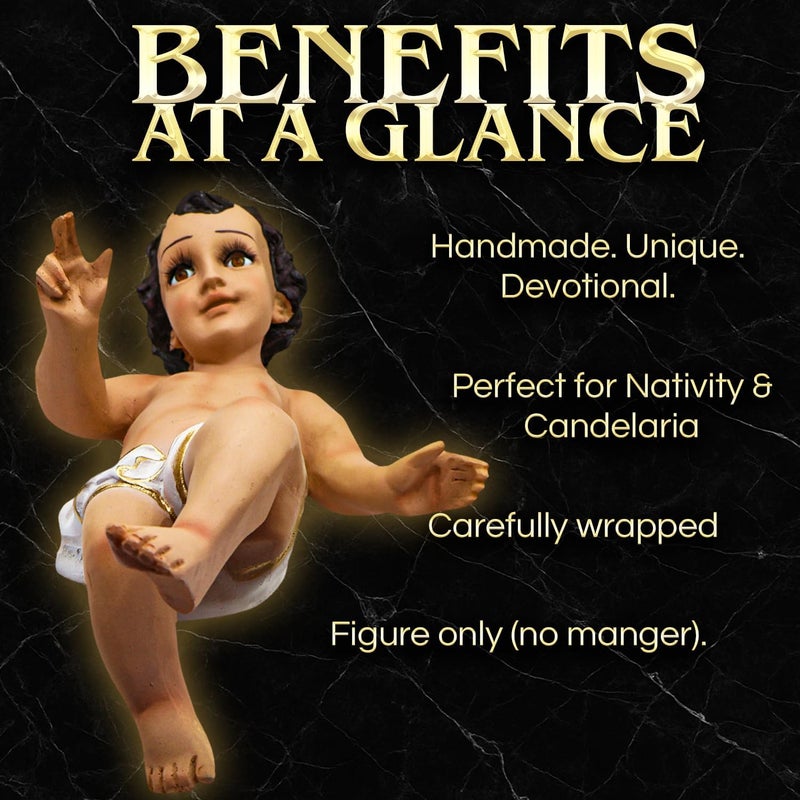Nuestra Fe Baby Jesus figure nativity HandMade in Mexico - Niño dios for nacimiento de jesus para navidad - Christmas Baby Jesus for nativity scene - baby jesus doll - manger ornament not included - little jesus - Image 4